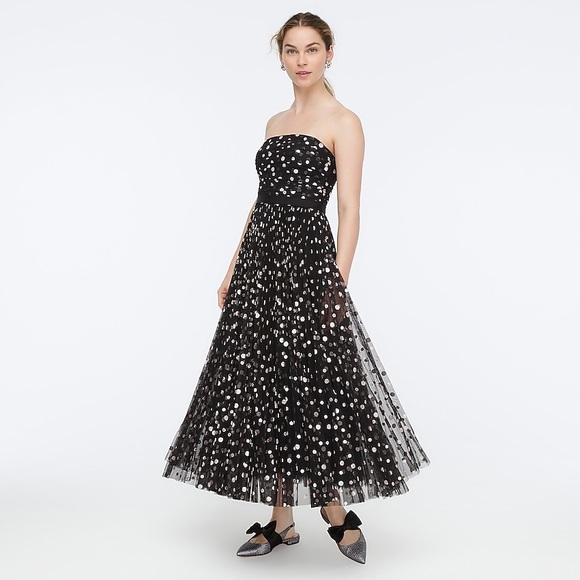 J. Crew Dresses & Skirts - STRAPLESS TULLE MIDI DRESS IN GLITTER DOT